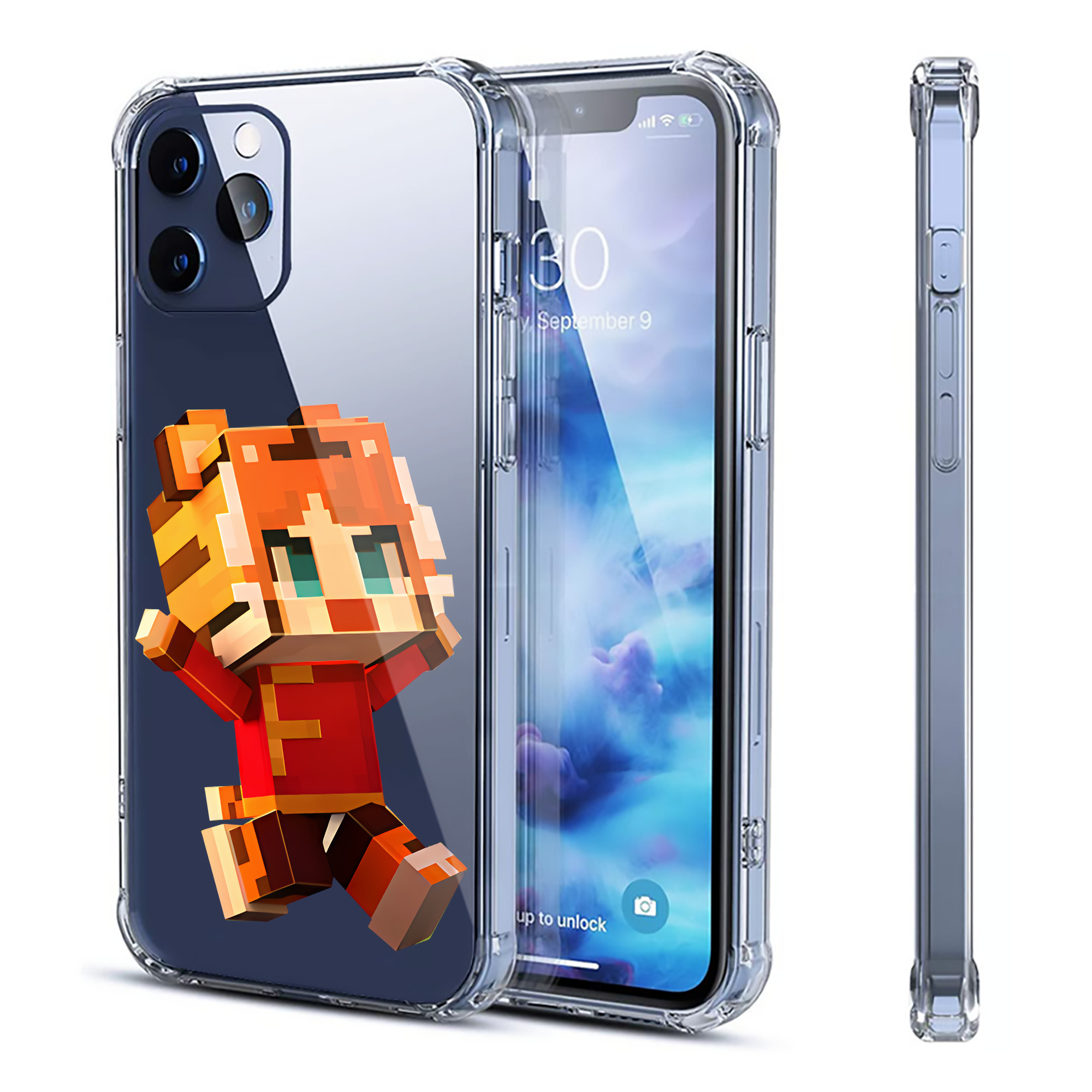（画像用） マインクラフト ブロックの世界 Minecraft MC Block world 【iPhone 12シリーズ対応】透明スマホケース（クリアソフトケース）